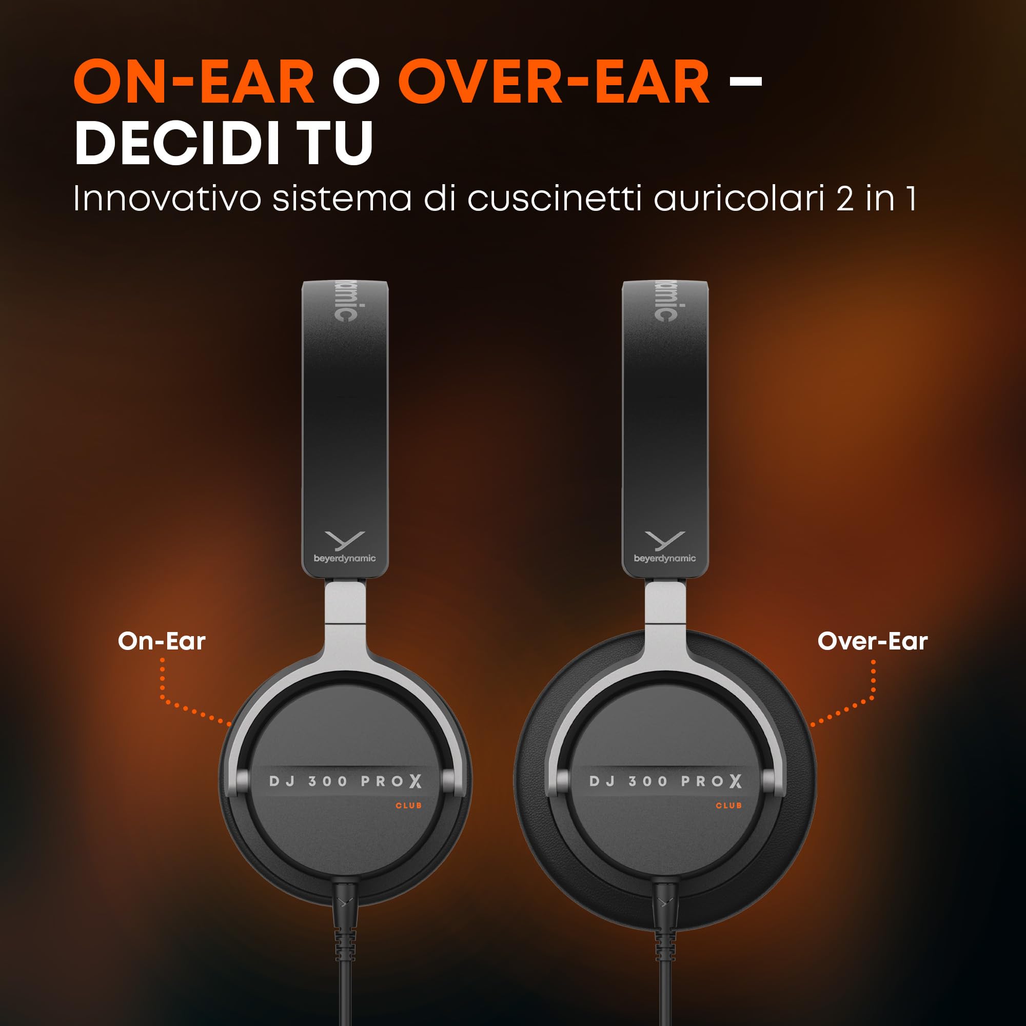 beyerdynamic DJ 300 PRO X CLUB - Cuffie DJ professionali 2 in 1, con coppe auricolari personalizzabili e design chiuso per DJ professionali