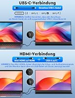 HONGO 15.6" 1080P FHD hordozható monitor USB-C, IPS kijelző, két hangszóró, laptop/PC/Mac/PS5 kompatibilis 3