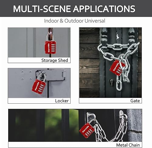 Miniatura 3 de Vervida Paquete de 2 cerraduras de combinación, candado resistente de 4 dígitos reiniciable, para exteriores, para casillero de gimnasio, casillero