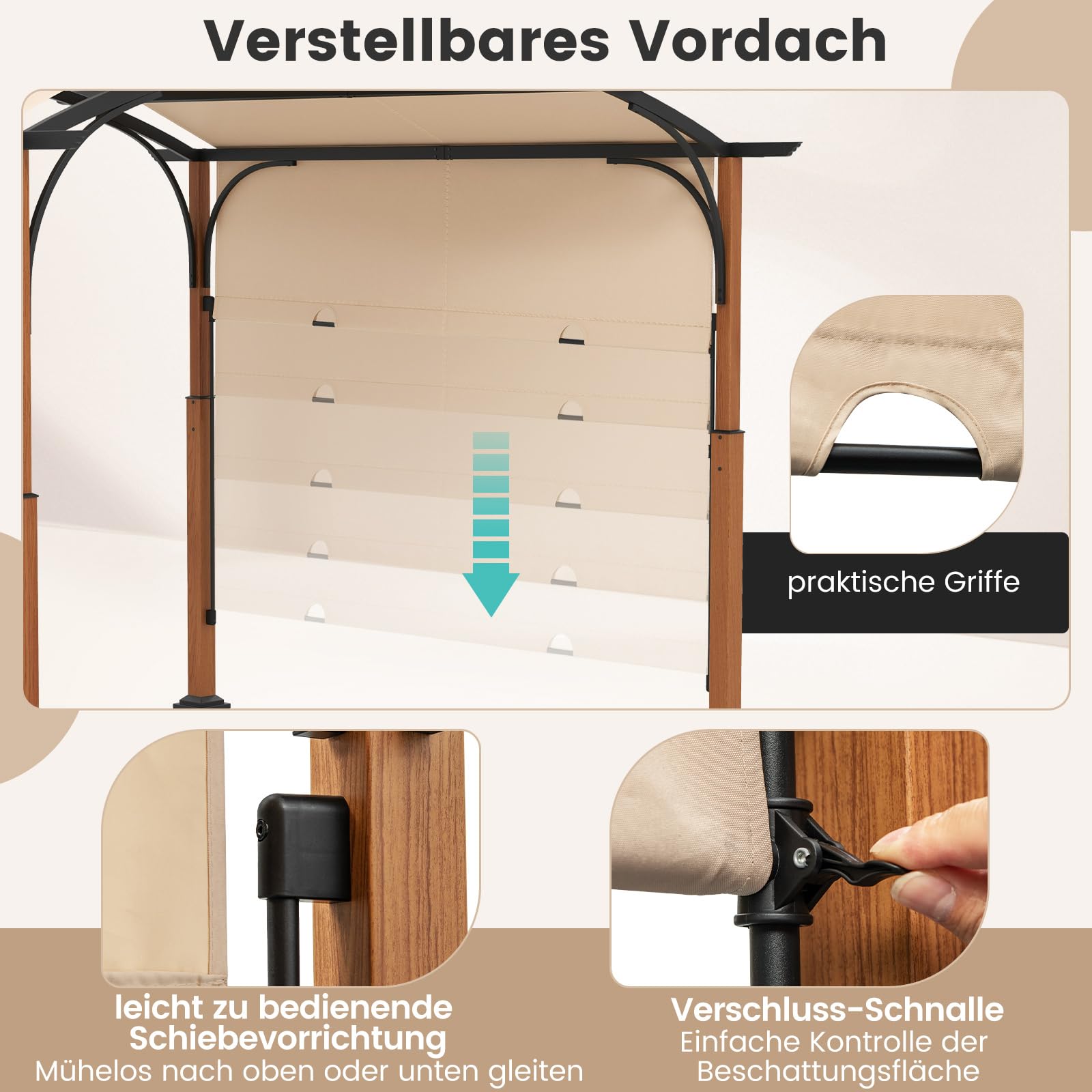 Tuinpaviljoen Met Klamboe En Gordijnen Valencia 3x4m Crème Garden Point Pawilony Ogrodowe 9593