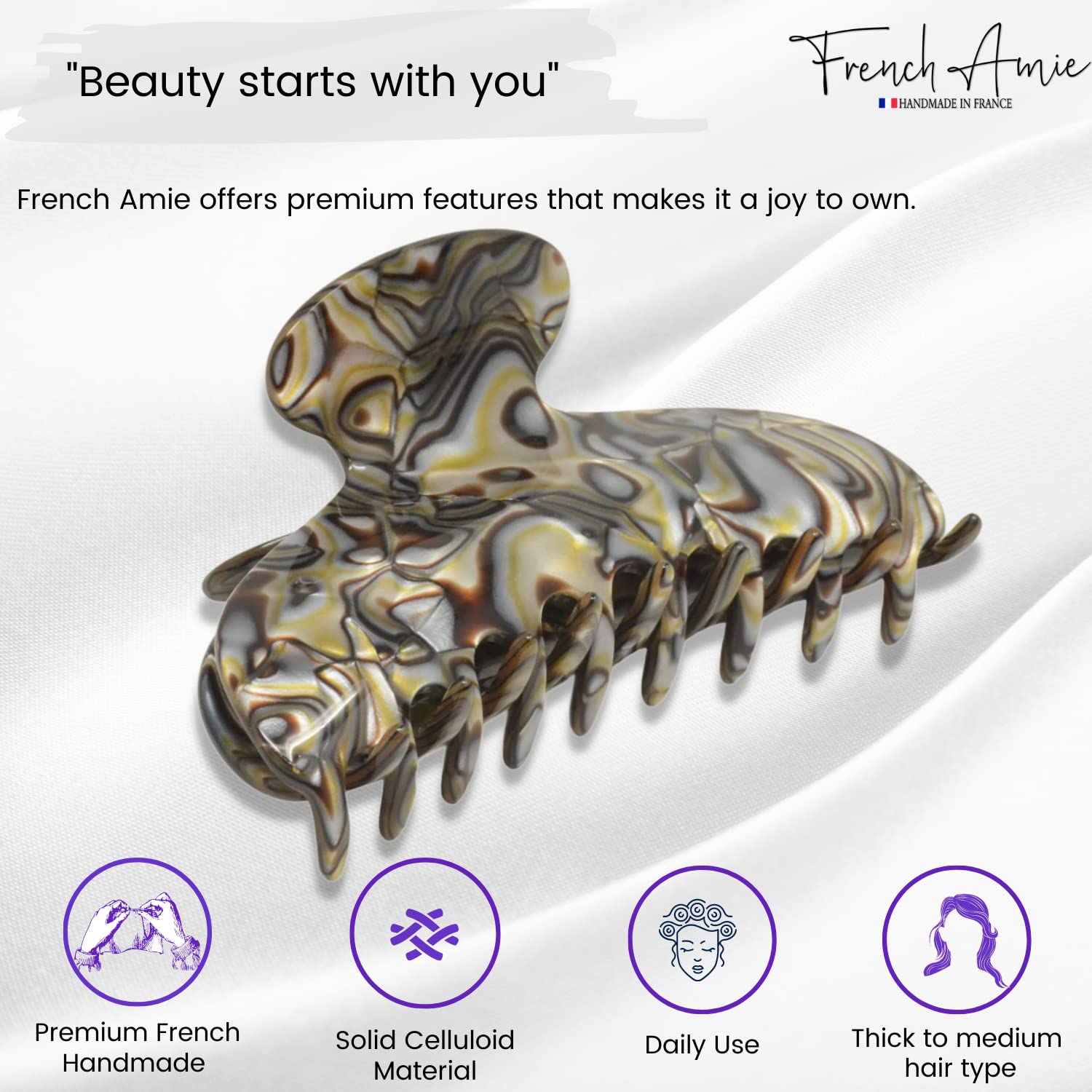 Amazon.com : French Amie Thin Oval Silver Onyx Grey Large 4 