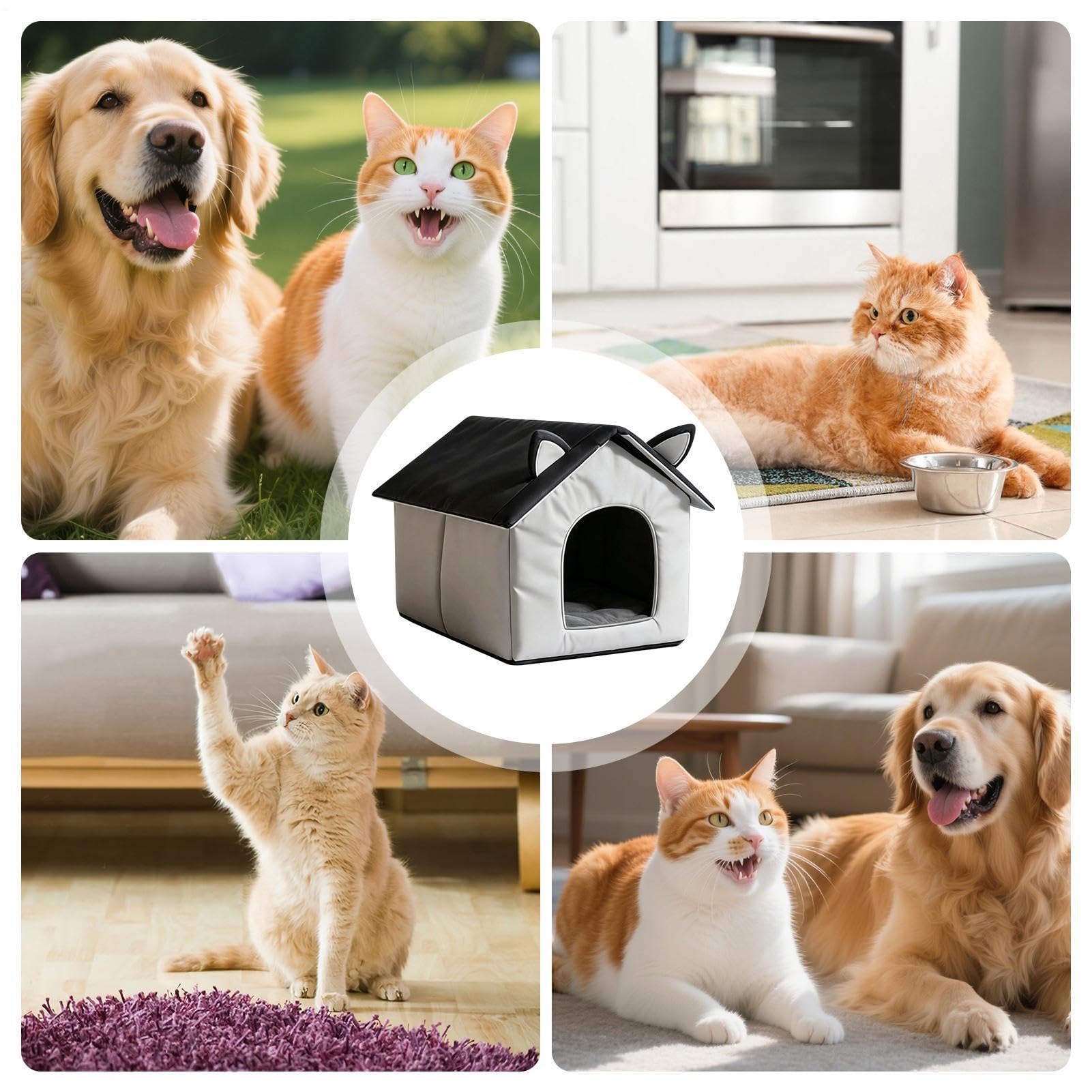 Casetta Raffreddamento Animali Domestici, Grotta Gatti Aperto, Con 8 Impacchi Ghiaccio, Rifugio Impermeabile Animali, Cuccia Cani Estiva Aria Condizionata, Pieghevole Per Giardino Cortile Patio