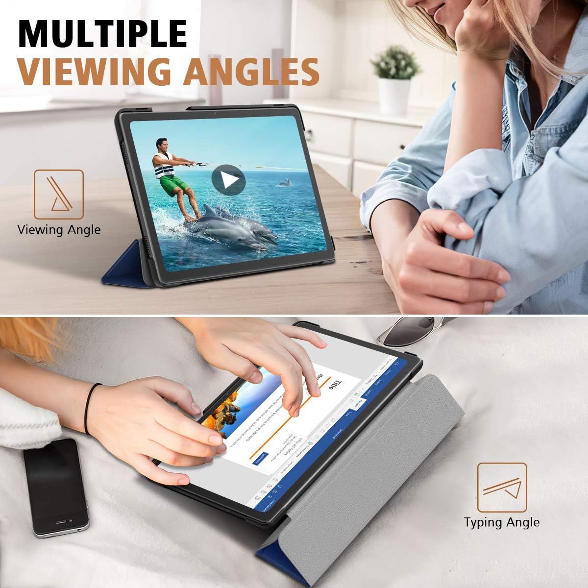 MoKo Case Compatible with Samsung Galaxy Tab A7 10.4" 2020, Ultra-Thin PU Leather Trifold Tablet Cover Shell Case Fits Samsung Galaxy Tab A7 10.4 Inch Model (SM-T500/505/507) - Indigo