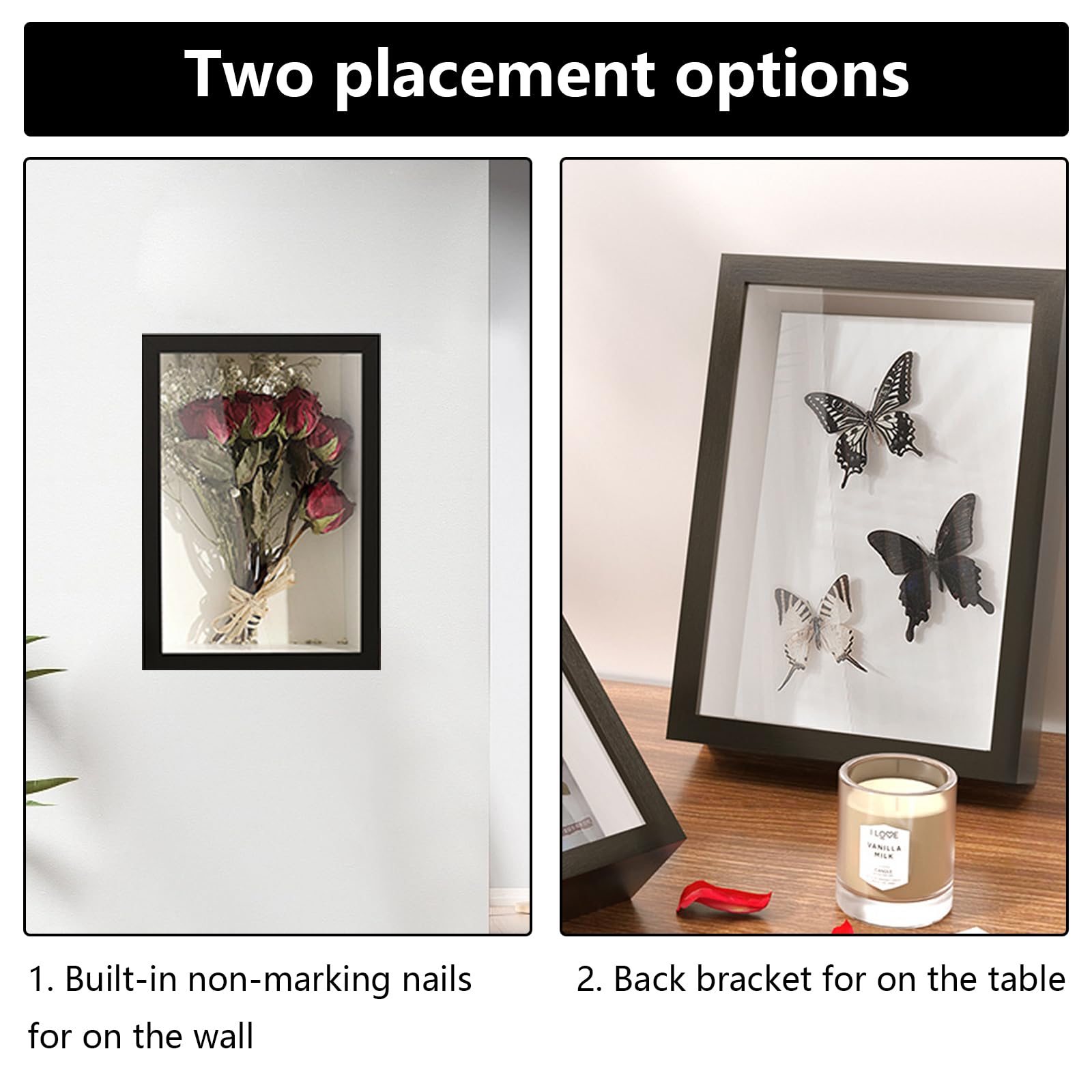 2 stuks fotolijsten om te vullen, diepe fotolijst om te vullen, 25 x 25