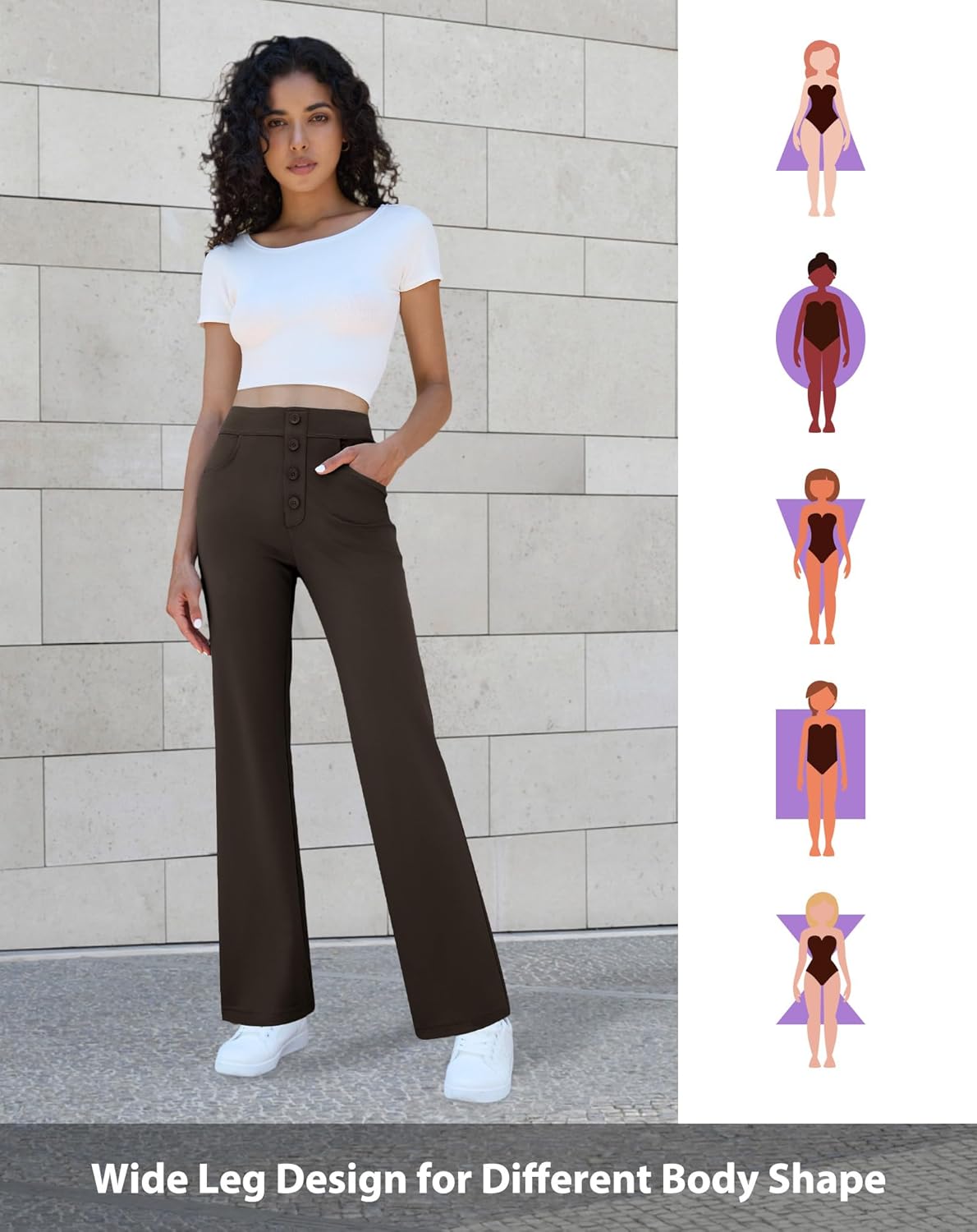 keriffe Womens Wide Leg Dress Casual Pants Pockets High Waist Button Stretchy Business Work Trousers Office Slacks - Image 8