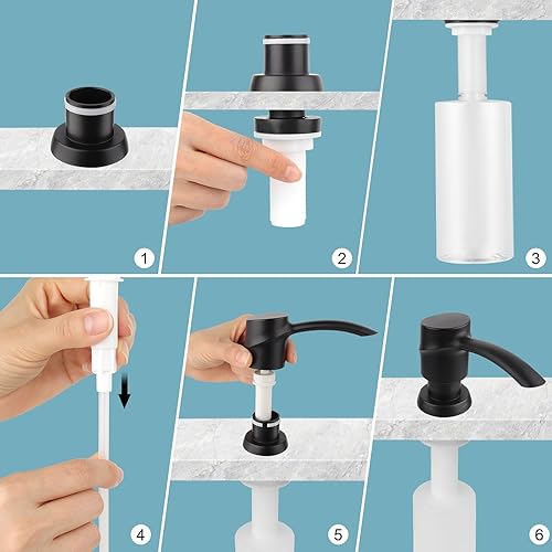 Miniatura 6 de SAMODRA Dispensador de jabón para fregadero de cocina, dispensador de loción, dispensador de ABS con cabezal de bomba integrado con botella de PET