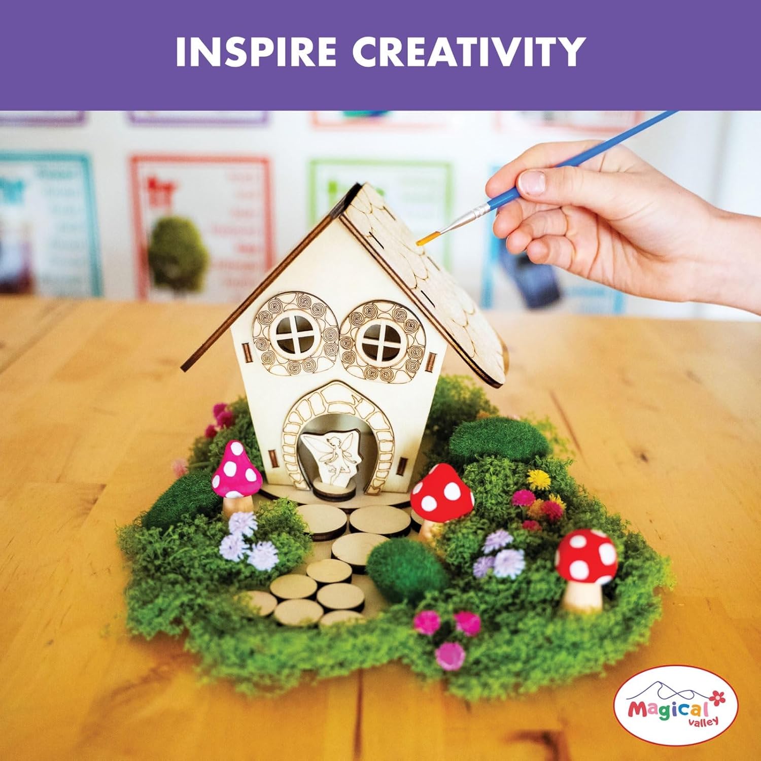 Wooden Fairy House Craft Kit for Kids | DIY Fairy Garden with Paints & Decorations | Creative Arts & Crafts Birthday Gift for Girls Activity | Ages 5, 6, 7, 8-12 Girls.