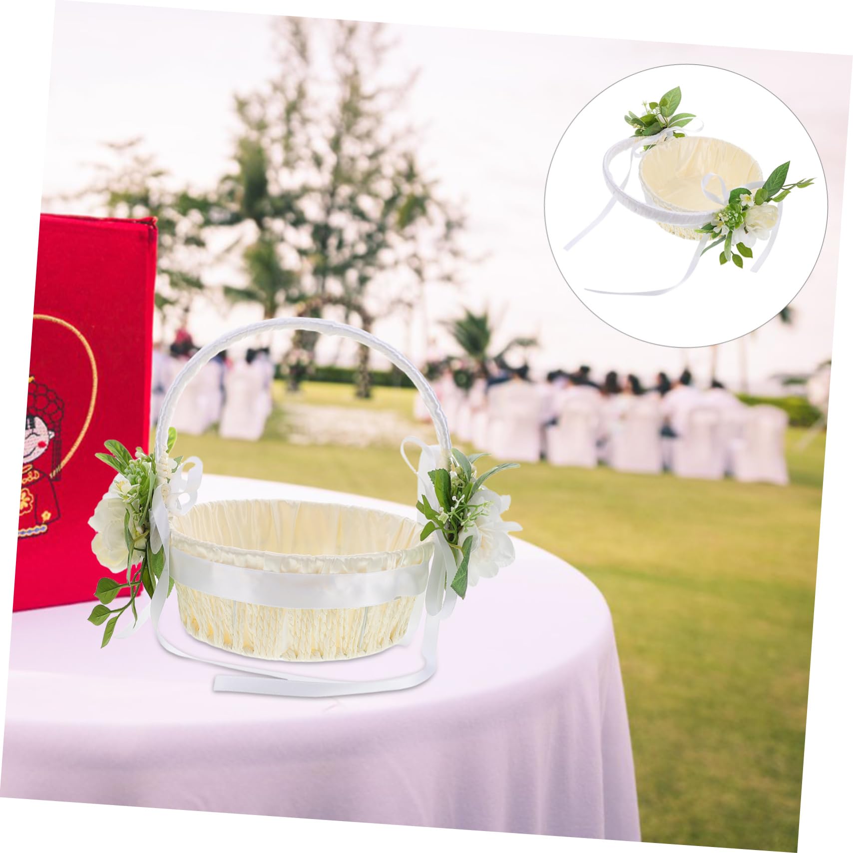 HANABASS 3 Stück Handgewebter Rattan Blumenkorb für Hochzeit Natürlicher Weidenkorb Langlebig und Vielseitig als Korb und Aufbewahrungskorb Umweltfreundliche Dekoration für Feiern