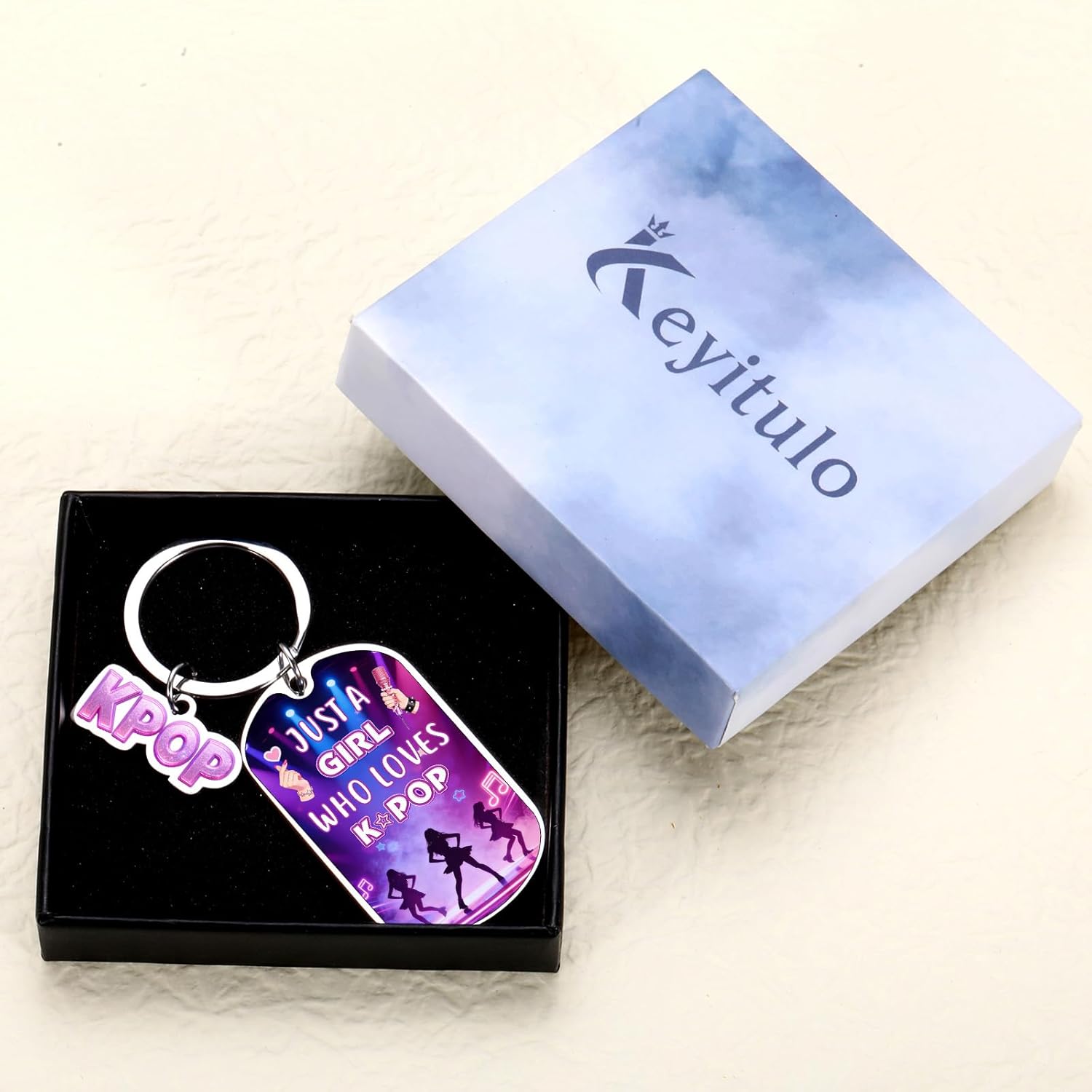 K-Pop Keychain Merch, K-Pop Gifts for Teen Girls, Kpop Valentines Day Gifts, Purple Gifts for K Pop Lover, Music Keychain for Music Lovers, Birthday Valentines Basket Stuffers Present for Korea Fans - Image 4