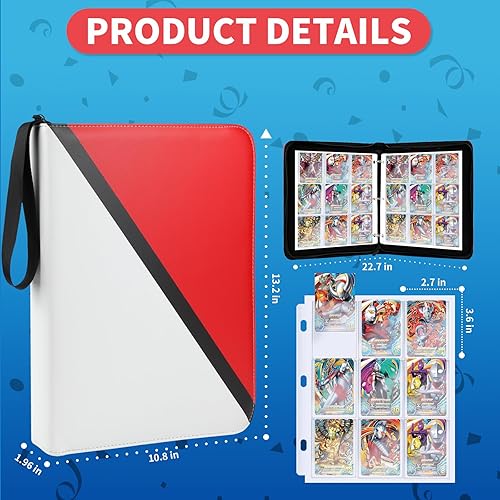 Miniatura 4 de Carpeta de tarjetas coleccionables con 9 bolsillos, 900 bolsillos con 50 fundas extraíbles para tarjetas de juego, 9 bolsillos, libro de cartas