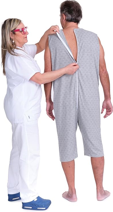 Pigiama Tutone Sanitario Ferrucci - Con Zip Posteriore Per Anziani | Estate Maniche Corte - Foto 5
