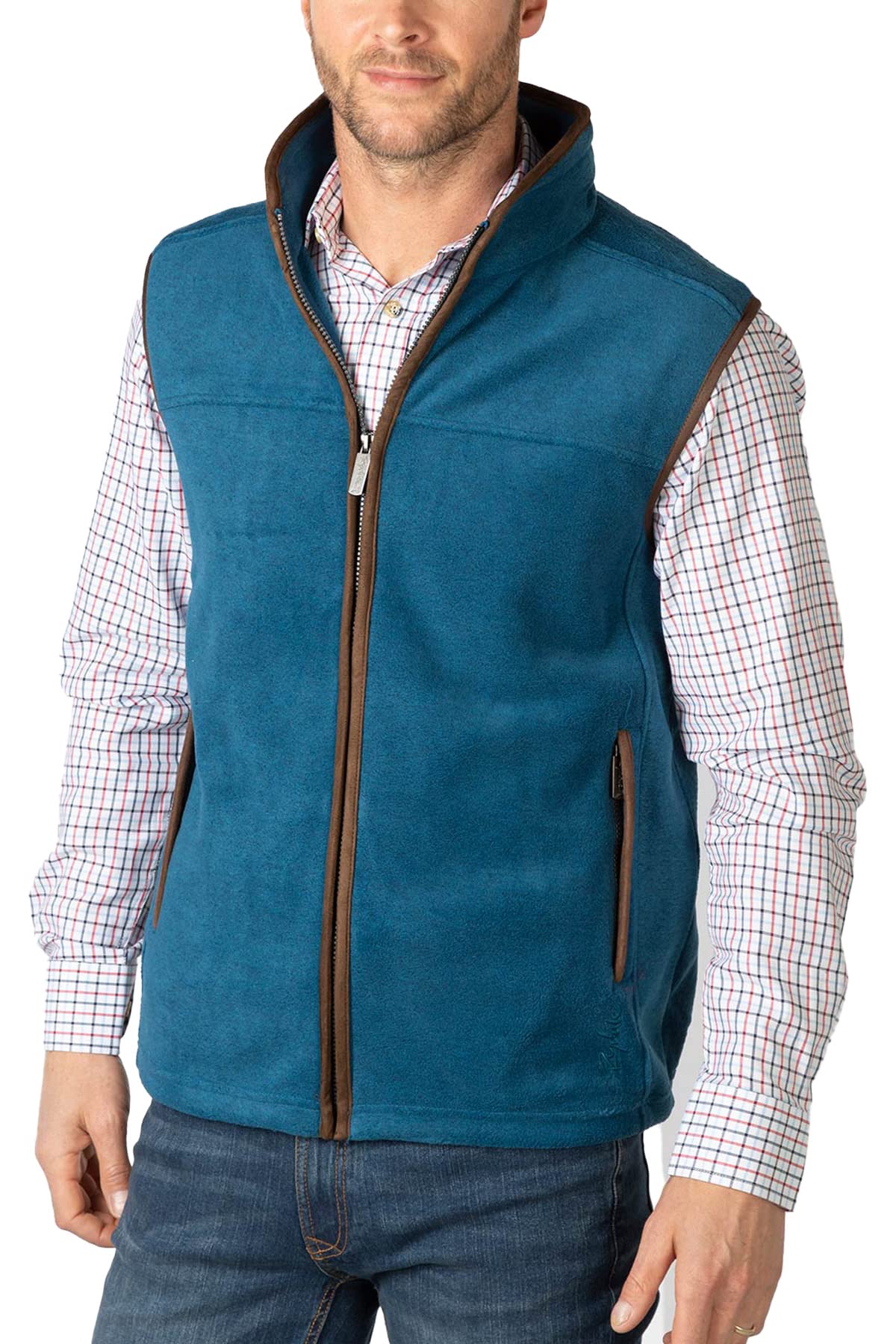 Rydale Men's Huggate Fleece Waistcoat Mens Gilet Bodywarmer Sleeveless Jacket Fleece Gilets (2XL, Petrol)
