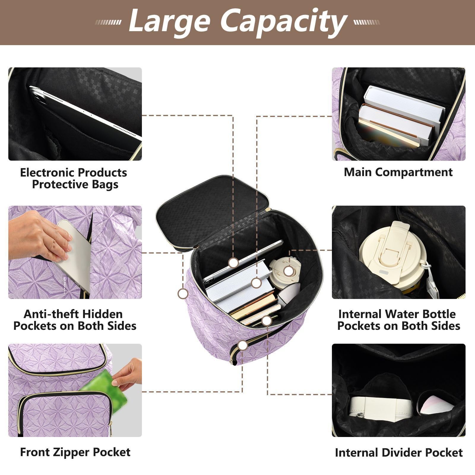 Zaino alla moda da 15L per le donne robusto resistente all'usura borsa per il trasporto