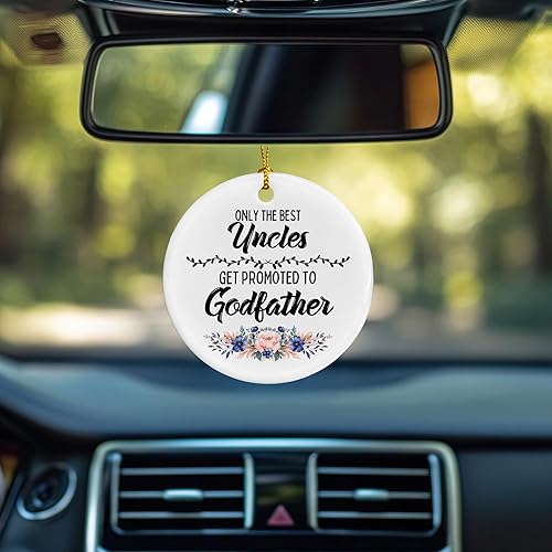 Miniatura 3 de Only The Best Uncles Get Promoted to Godfather - Adornos de cerámica para hombres, anuncio de padrino, bebé, árbol de Navidad, adornos colgantes