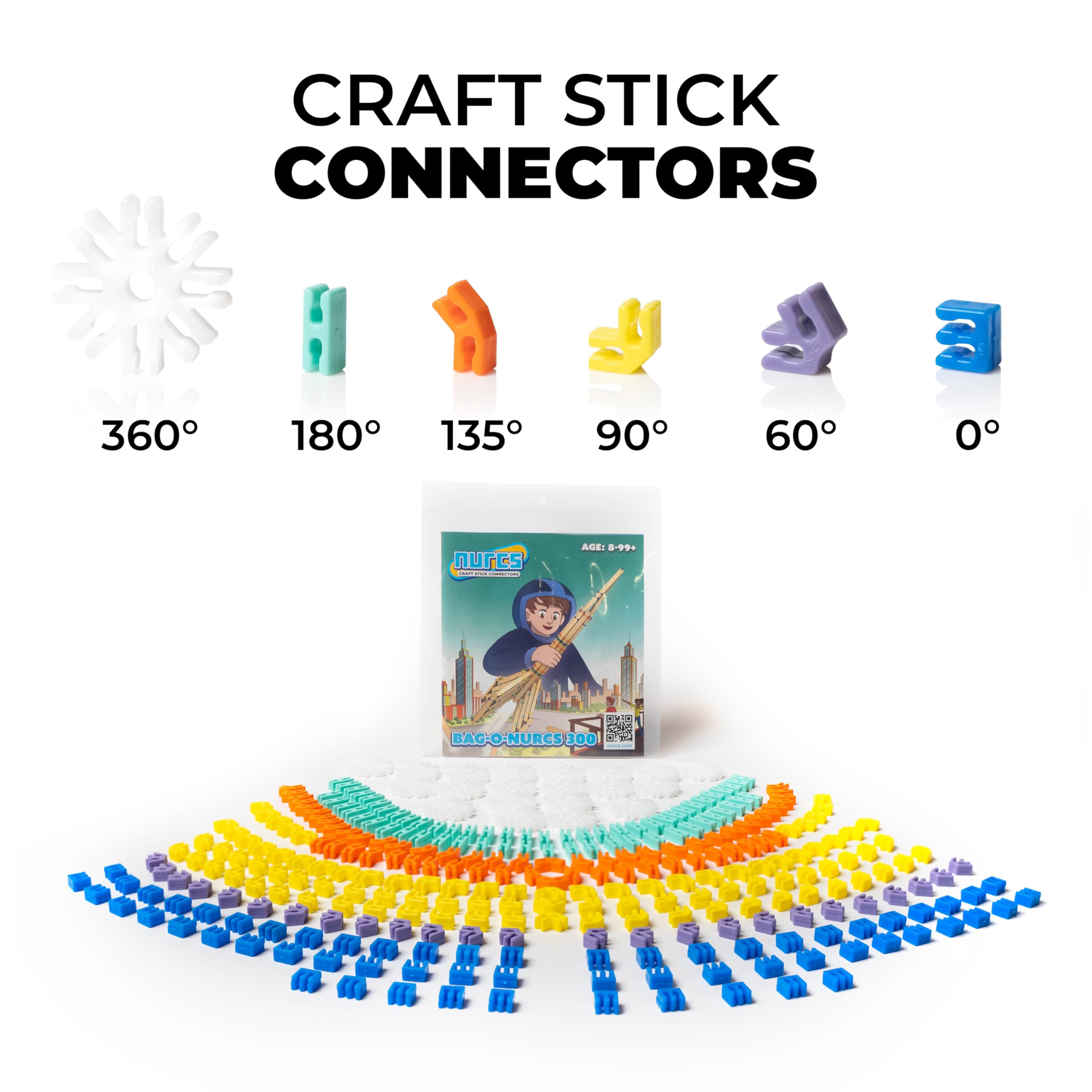 Amazon.com: Craft Stick Connectors | Bag-o-Nurcs 300 (Connectors
