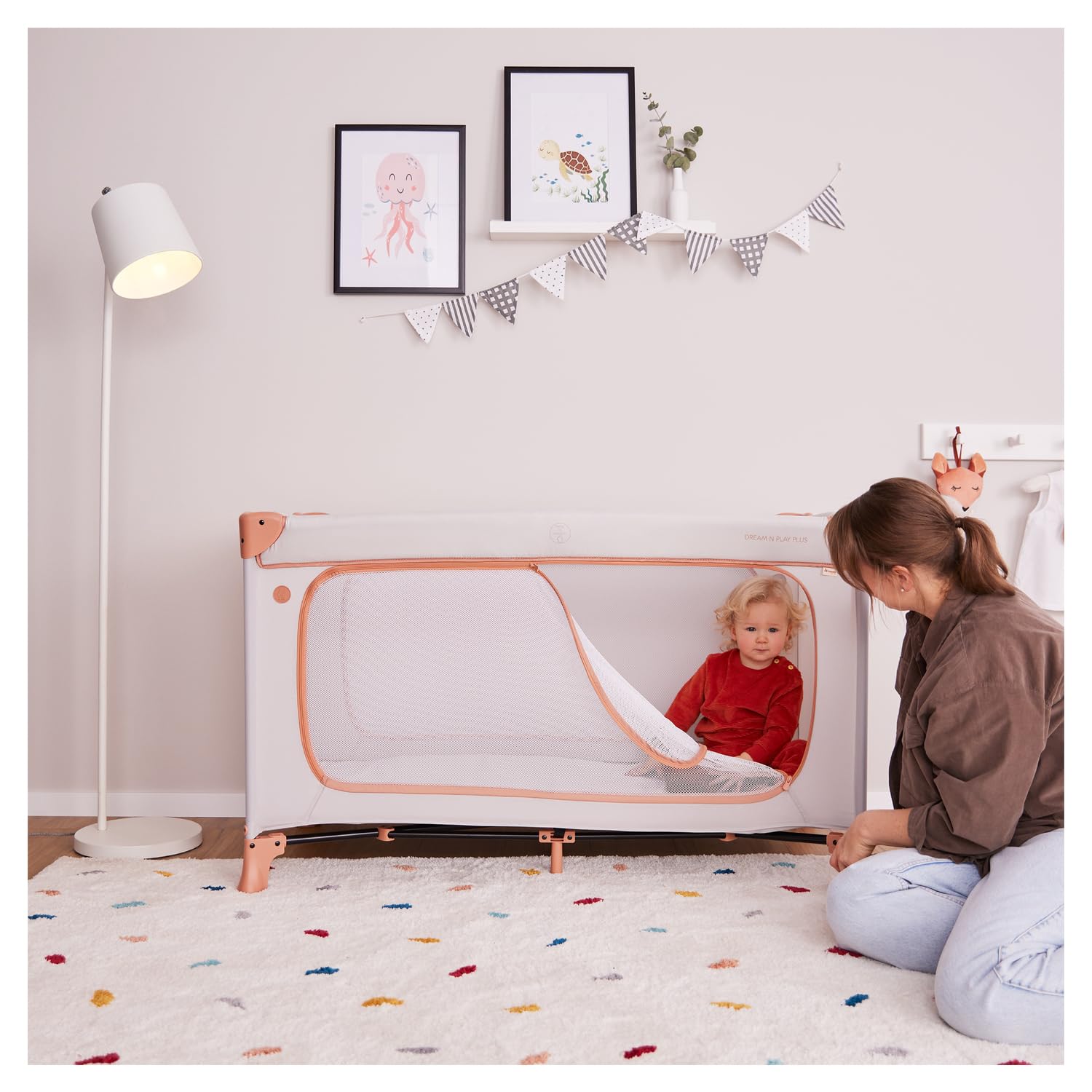 hauck Dream N Play Plus Cuna de Viaje Bebe - Plegado Compacto - Dusty Mint