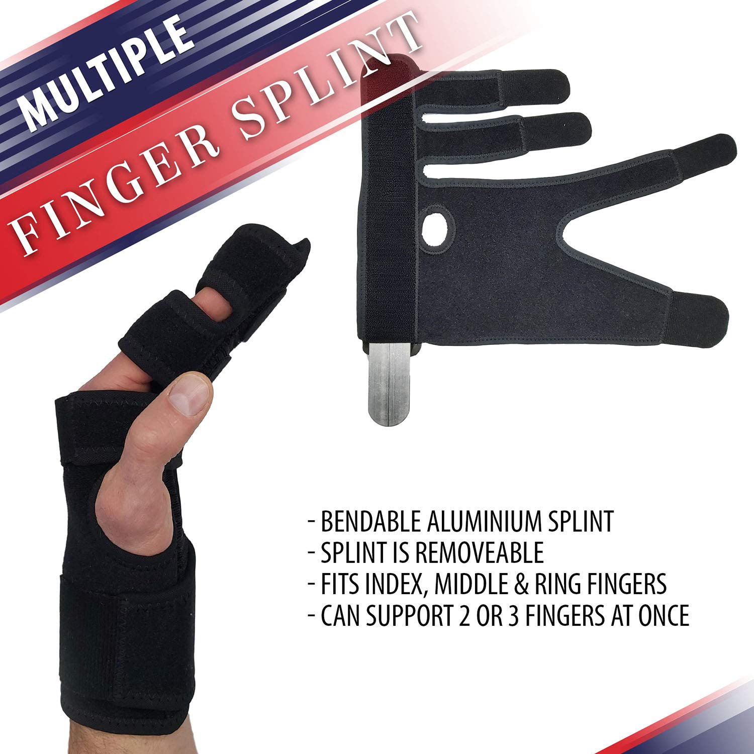 Trigger Finger Splint Finger Brace Supports Two or Three Fingers