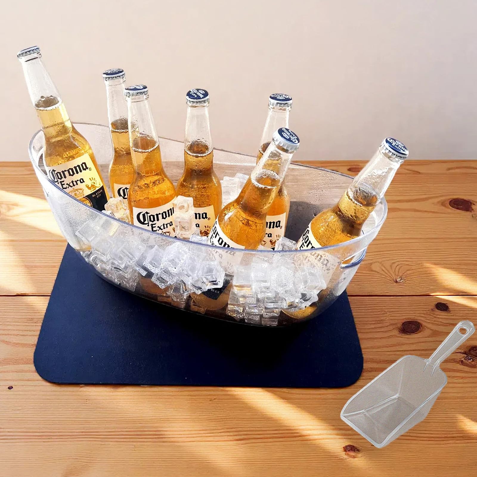 SIUPER 5.5L 16.7x6.4x7.3in Ice Bucket 1PCS with Drying Mat & Scoop for Parties, Mimosa Bar Supplies Beverage Tub for Champagne Beer Sparkling Wine,