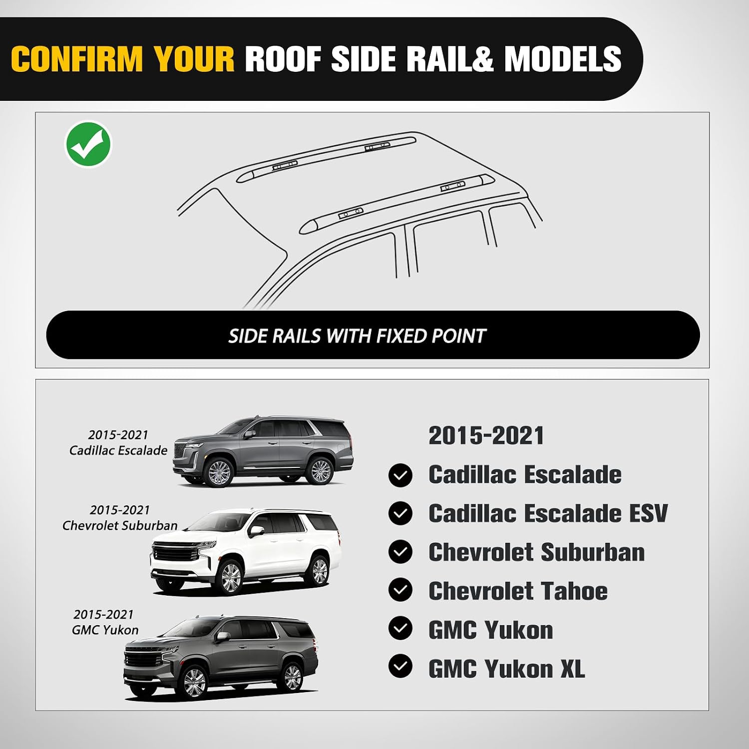 Nilight Roof Rack Cross Bars Fit for Chevrolet Chevy Tahoe Suburban GMC Yukon Cadillac Escalade 2015-2021, Adjustable Aluminum Less Wind Noise Car Crossbars for Cargo Carrier Luggage Box Kayak Tent