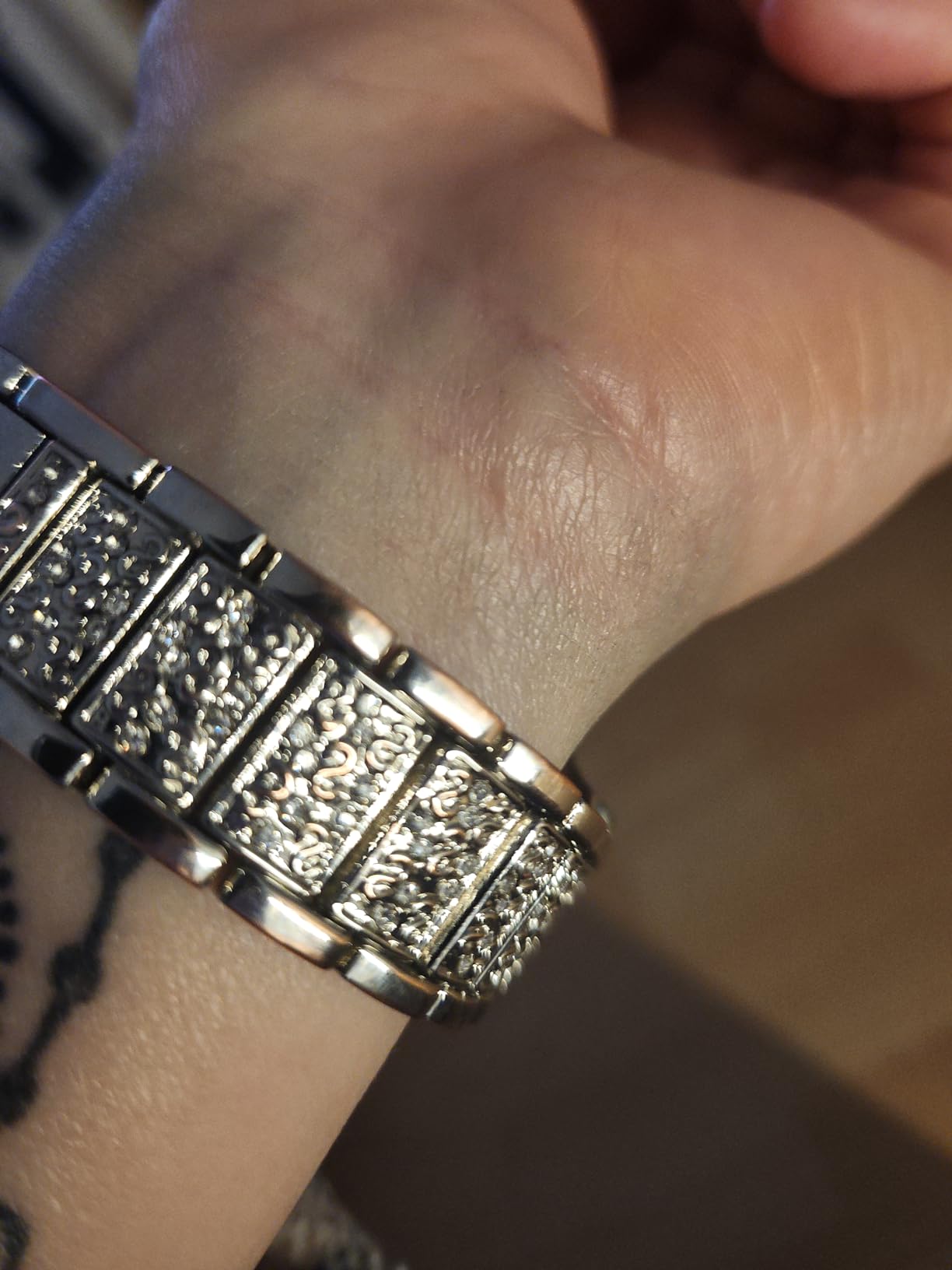 Edelstahl Armband Für Popglory P22 Smartwatch | Damen Metall Band Mit Strass