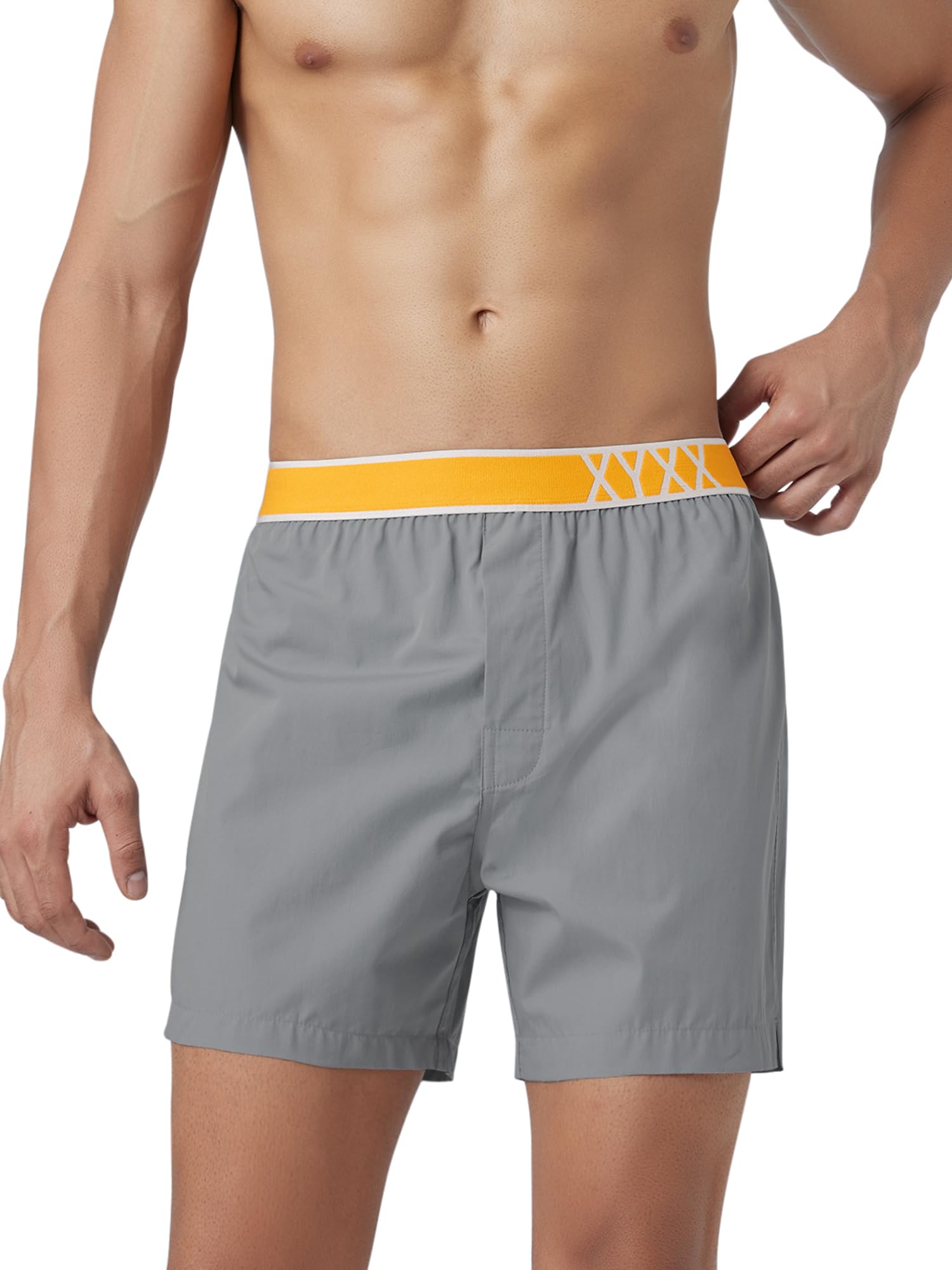 Men Combed Cotton innerboxers, Relaxed Fit, Solid, Pack of 1, XYBOX117M, Ash Grey, M-image-28