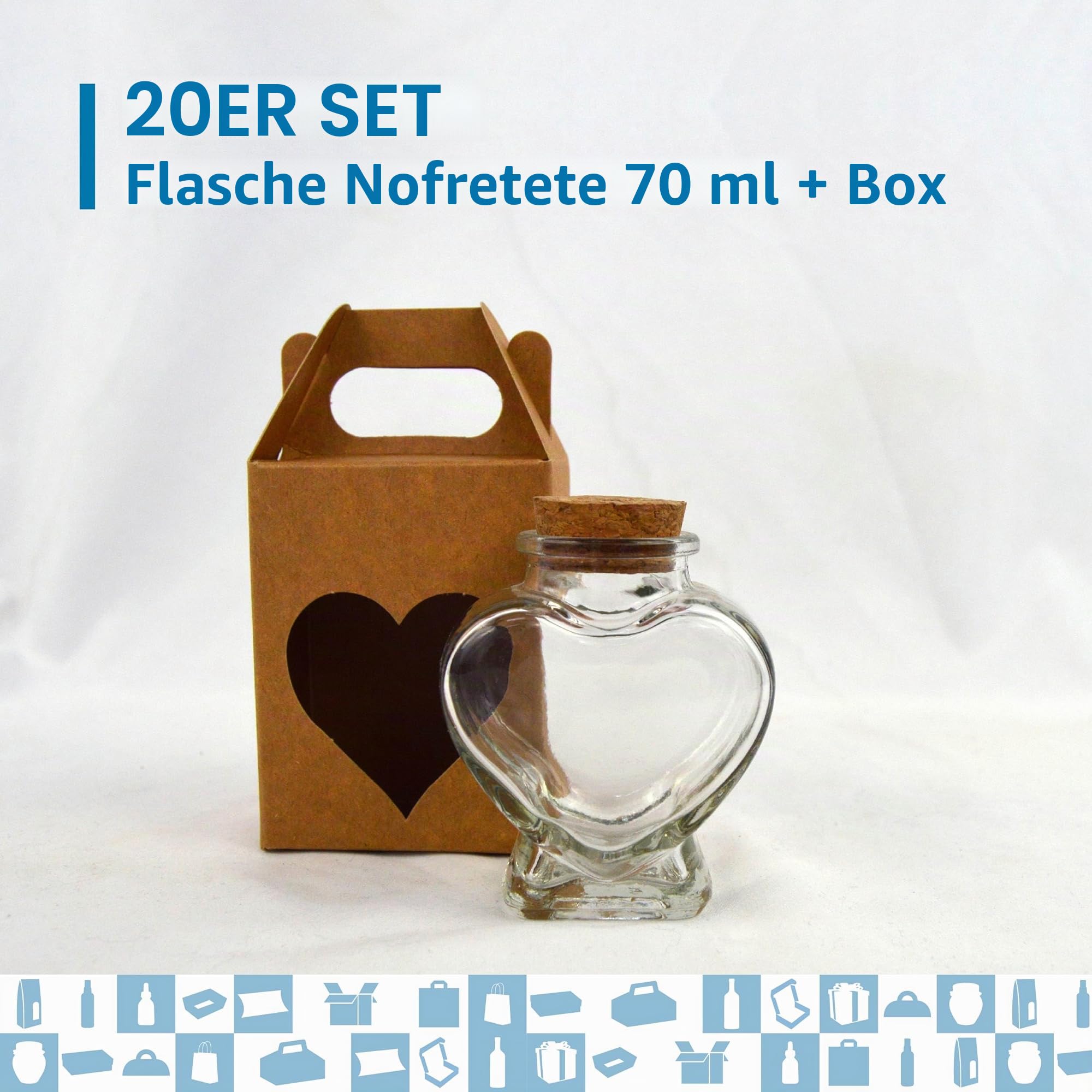Espirito Rebelde 20 Magische Libellen in Herzform, 70 ml, mit Korkverschluss + 20 Schachteln | Dekoration, Geschenke und Souvenirs für die Hochzeit | Tränkenflasche