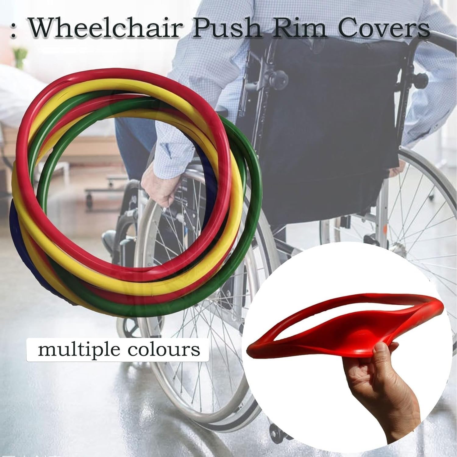 Copertura protettiva in silicone per sedia a rotelle, 55,9 cm, 61 cm, accessori per sedie a rotelle posteriori, protezione per sedia a rotelle, con copertura per ruota posteriore, confezione da 8