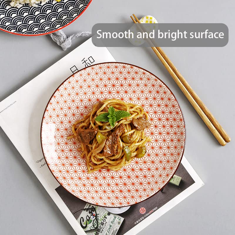 HVH Lot De 4 Grands Bols à Pâtes De 23,4 Cm, Grands Saladiers De 1180 Ml, Ensemble D'assiettes En Céramique, Bols Peu Profonds, Passent Au Micro-ondes Et Au Lave-vaisselle, Style Rustique (noir