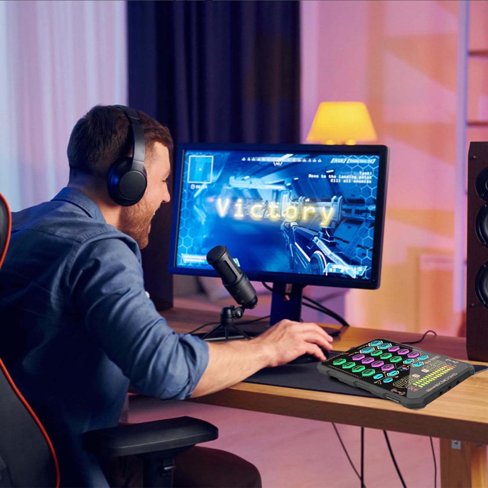 XUMIUZIY Mixer Audio Scheda Audio K9, 6 modalità di Canto 6 Effetti Vocali con Riduzione del Rumore Ducking, per Streaming Live Podcasting Karaoke DJ Performance