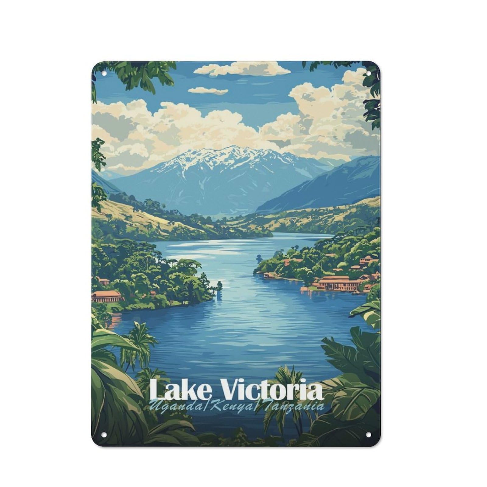 Junmoney Style-21 Smart Lake Victoria Landscape Office Metal Sign 40X30cm, Creative Space Decor For Home Office, Reading Corner Or Bedroom