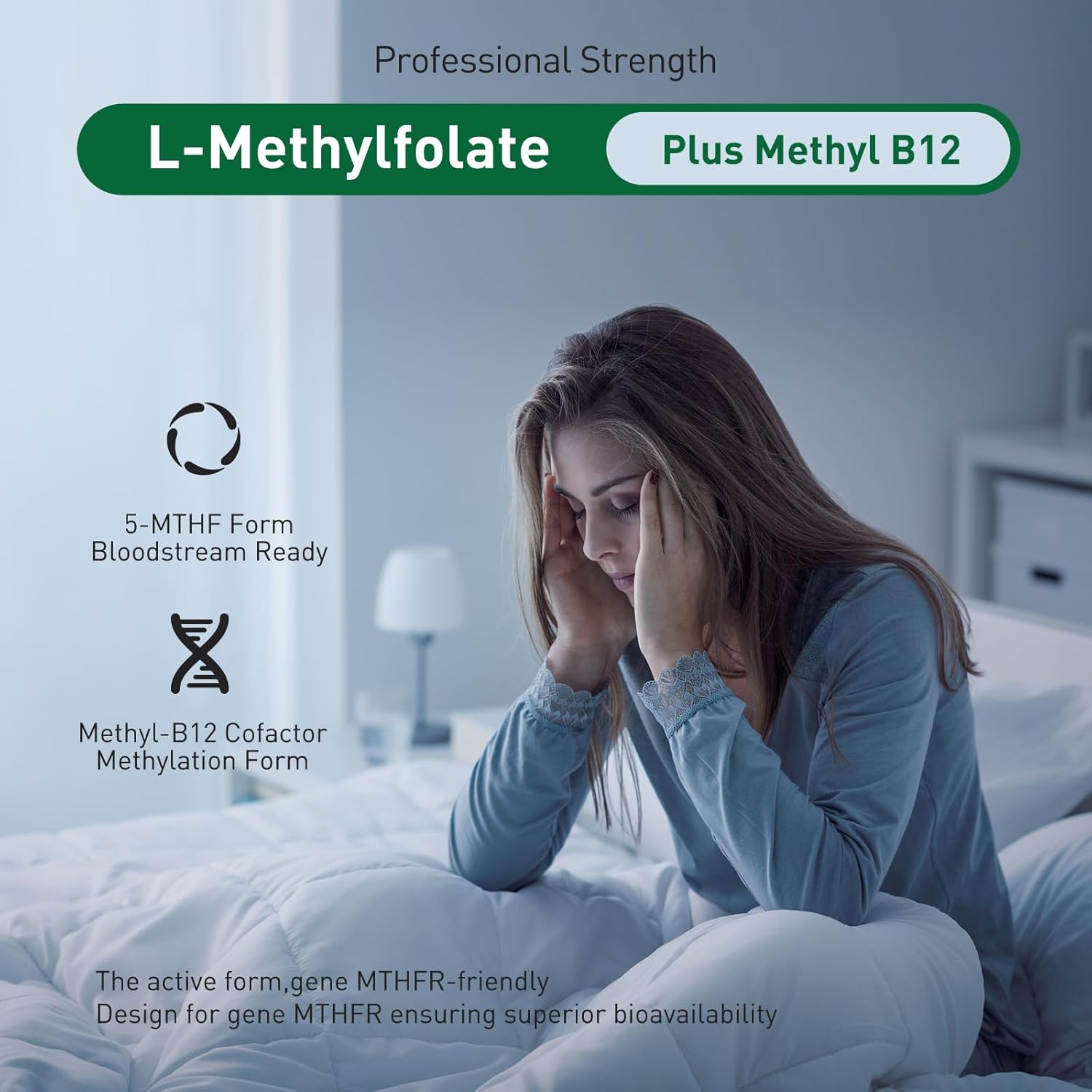 Simlike Active folate (5-MTHF) with Vitamins B Complex, B12, B2, and B6 - Supports methylation and Healthy Level of homocysteine - Gluten-Free, Dairy-Free, Soy-Free - 60 Capsules 5mg L-Methylfolate