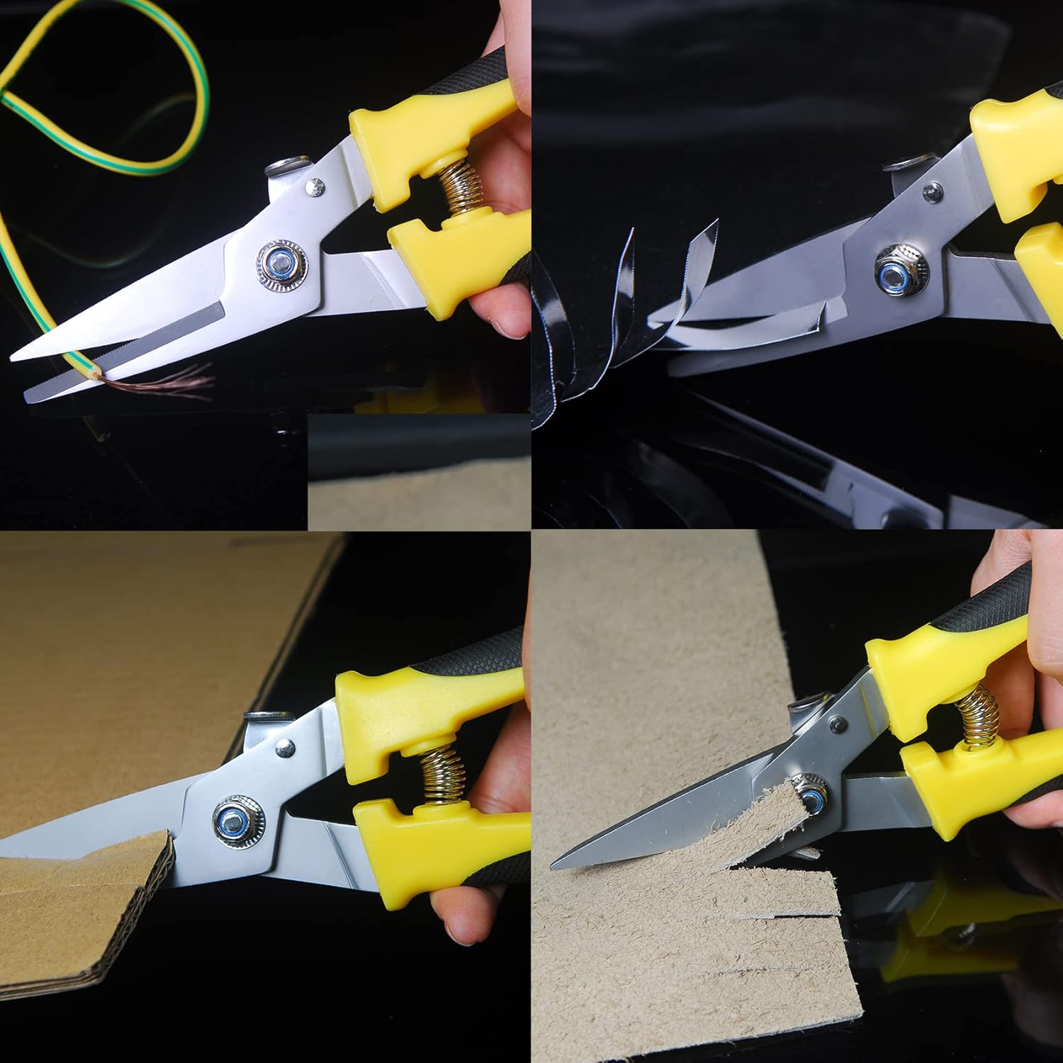 TOOLMAK Aviation Tin Snips Heavy Duty Metal Cutter, Straight Shears with Stainless Steel Blade & Comfort Grips, Multifunction Cutting of Branches, Cable Wires, Thin Iron, Cardboard(Right Hand), 8 Inch