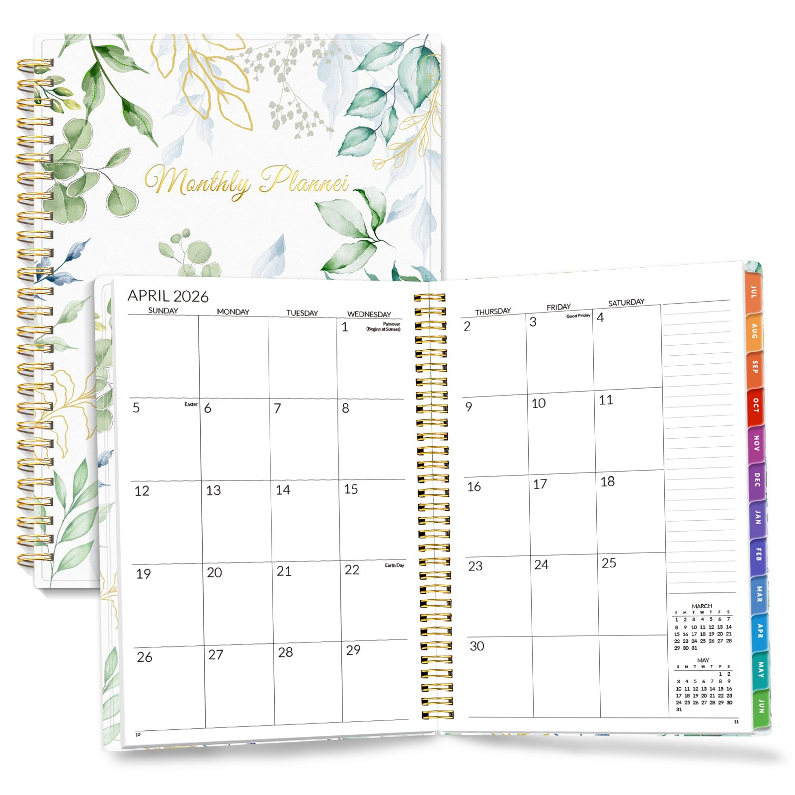 SUNEE Monthly Planner 2026-2027 - 18 Months Calendar Planner from Jul 2026 to Dec 2027, 7"x10" Yearly Planner with Tabs, Spiral Binding, Organizer for School Office Home, Greenery