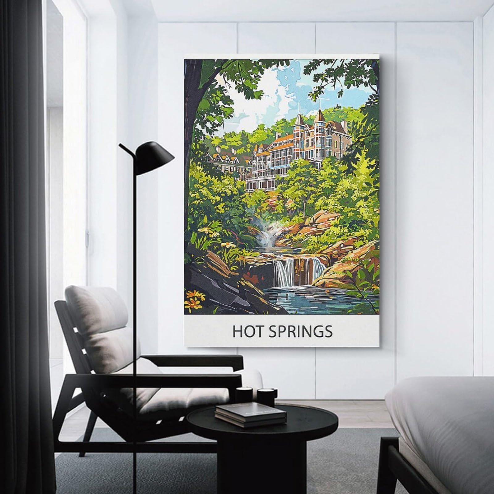 Junmoney Hot Springs Resort Home Decor Wall Art, 24x36inch(60x90cm), for Apartment Walls, Studios Or Work Areas, Wall Decor with Flexible Room Appeal
