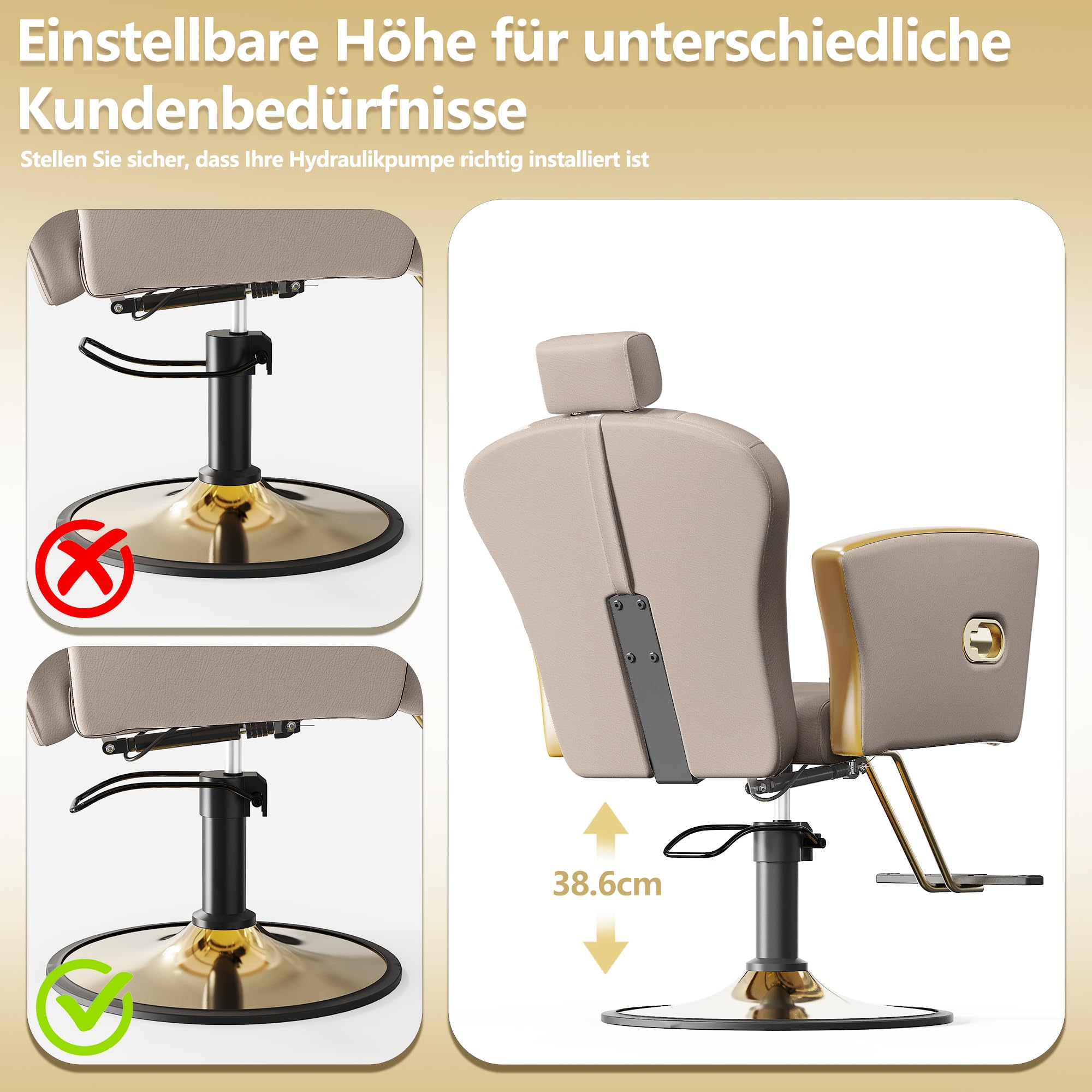 Höhenverstellbarer Friseurstuhl mit Kopfstütze Schokoladengrau