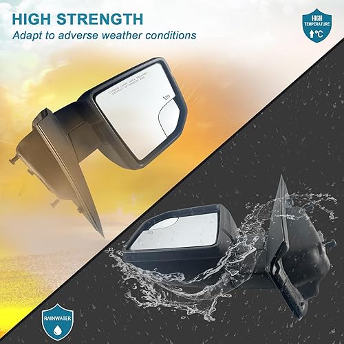 Miniatura 3 de Espejo de puerta lateral del conductor izquierdo con montaje de vidrio de punto ciego para Ford F150 2015-2020 con luz de señal de giro calentada (6
