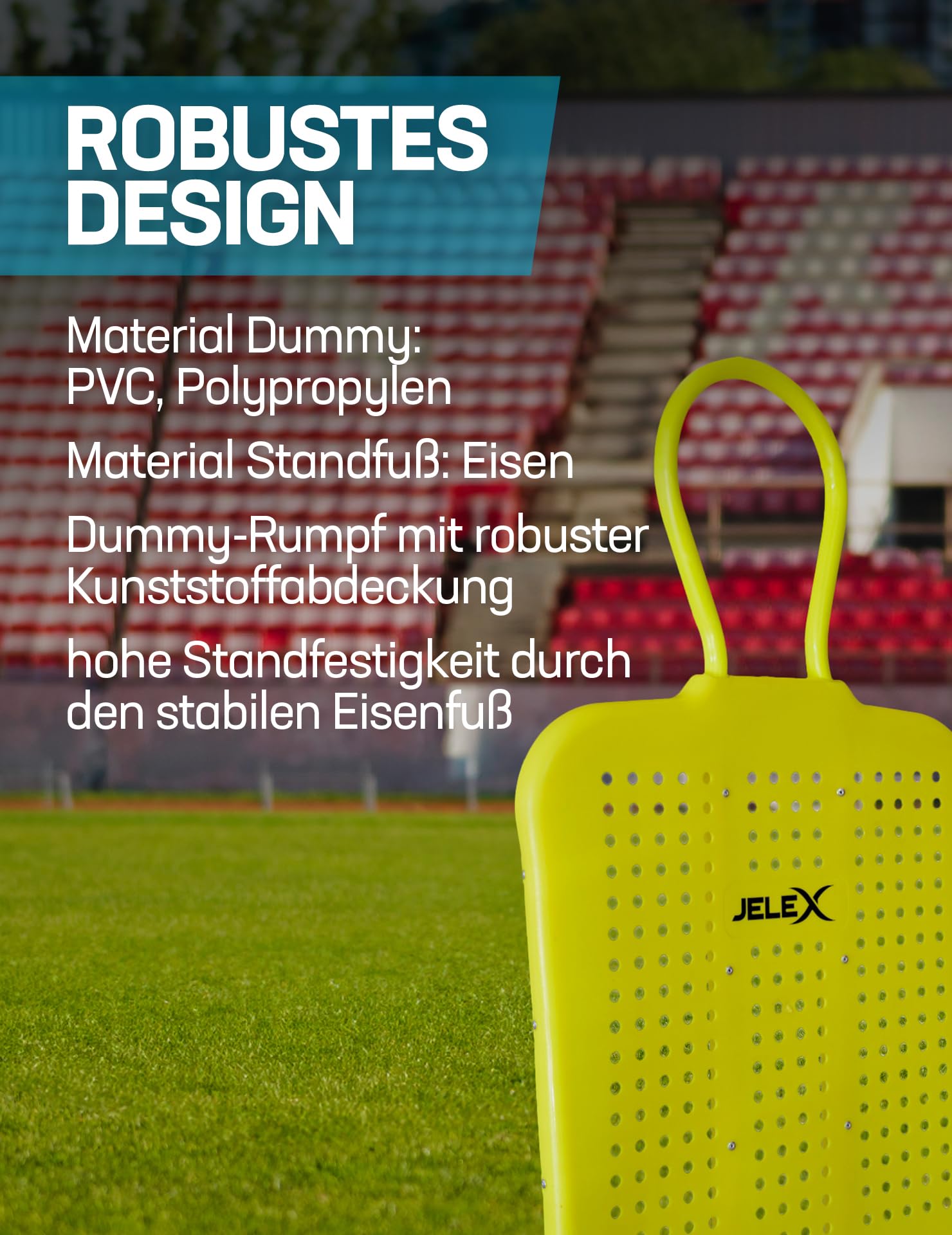 JELEX Defender Freistoß-Trainingsdummy 5er-Set, 182 cm hoch, frei stehend, einzeln stellbar, robust und standfest, Sportausrüstung für Fußball, Football