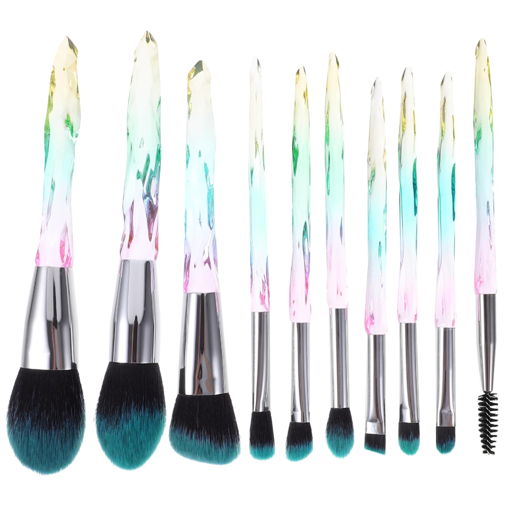 FOMIYES 20piezas Brochas De Maquillaje Set Duradero Para Base y Sombras Diseño Mango Transparente y Cerdas Sintéticas Suaves