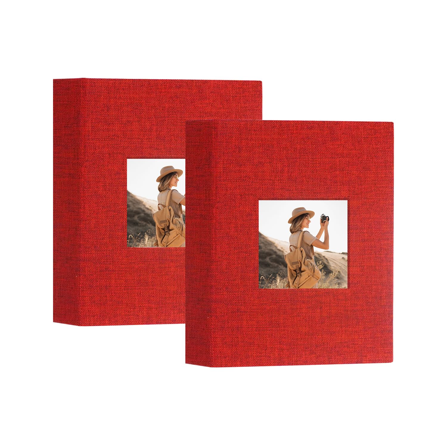 Artmag Album Fotografico 4x6 (10,2x15,2 Cm) - Confezione Da 2 Libretti Con 50 Pagine Trasparenti - Copertina In Ecopelle Rossa