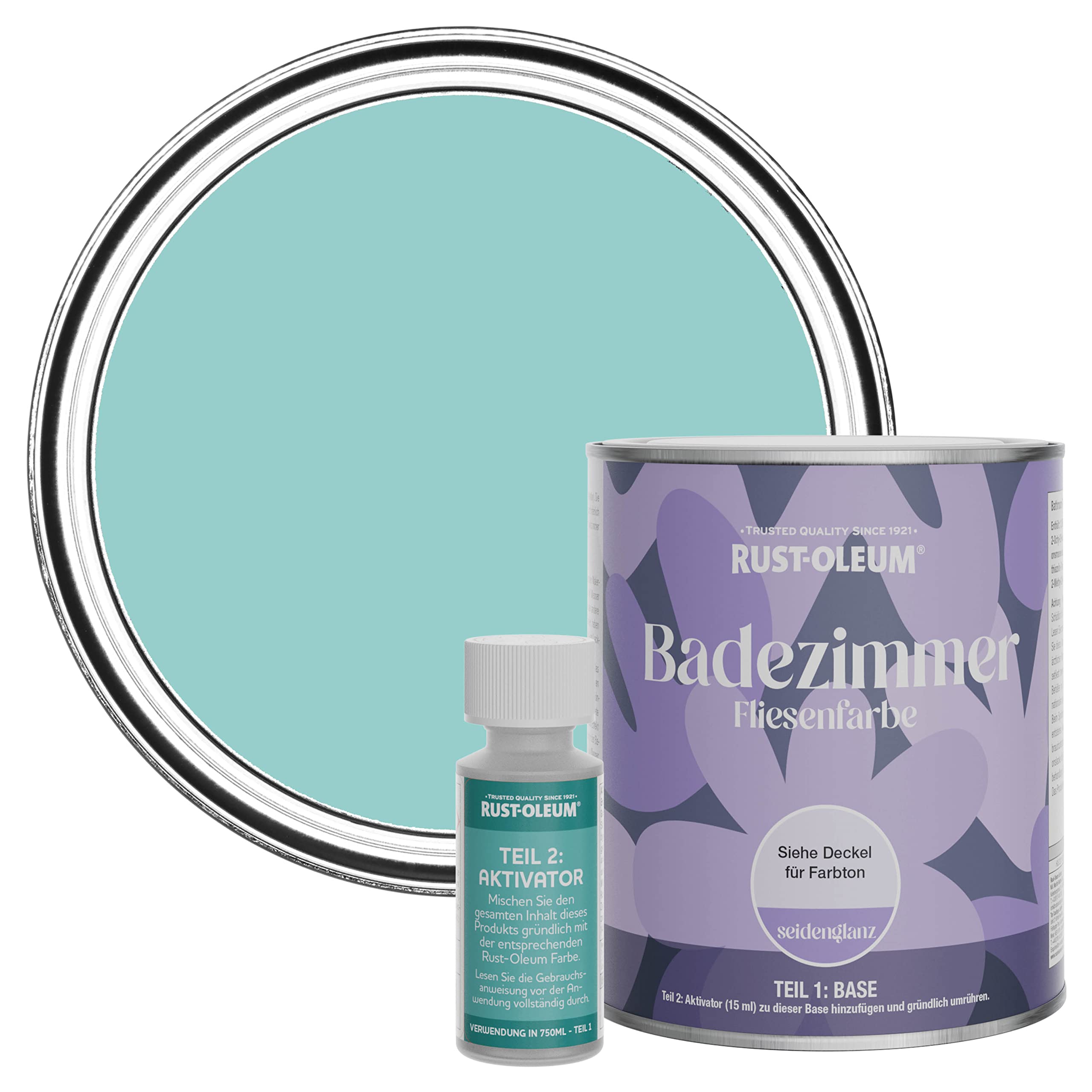 Rust-Oleum wasserfeste blau Fliesenfarbe für Badezimmer in Seidenglanz Finish - Grünblau 750ML