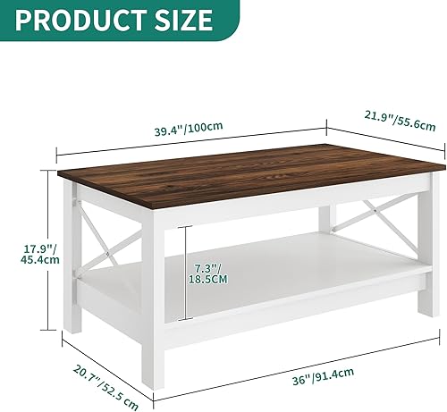 Miniatura 9 de YITAHOME Mesa de centro redonda de mármol blanco con vidrio, mesas de centro negras para sala de estar, mesa de centro circular de 2 niveles con