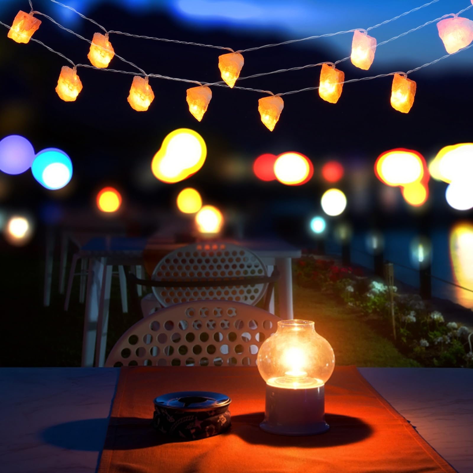 ABOOFAN Lampe à Sel LED 20 Lampes USB Interrupteur Bouton Veilleuse Décorative pour Chambre Guirlande Lumineuse de Chevet en Pierre de Sel Naturelle Lumière Douce pour Ambiance Cosy