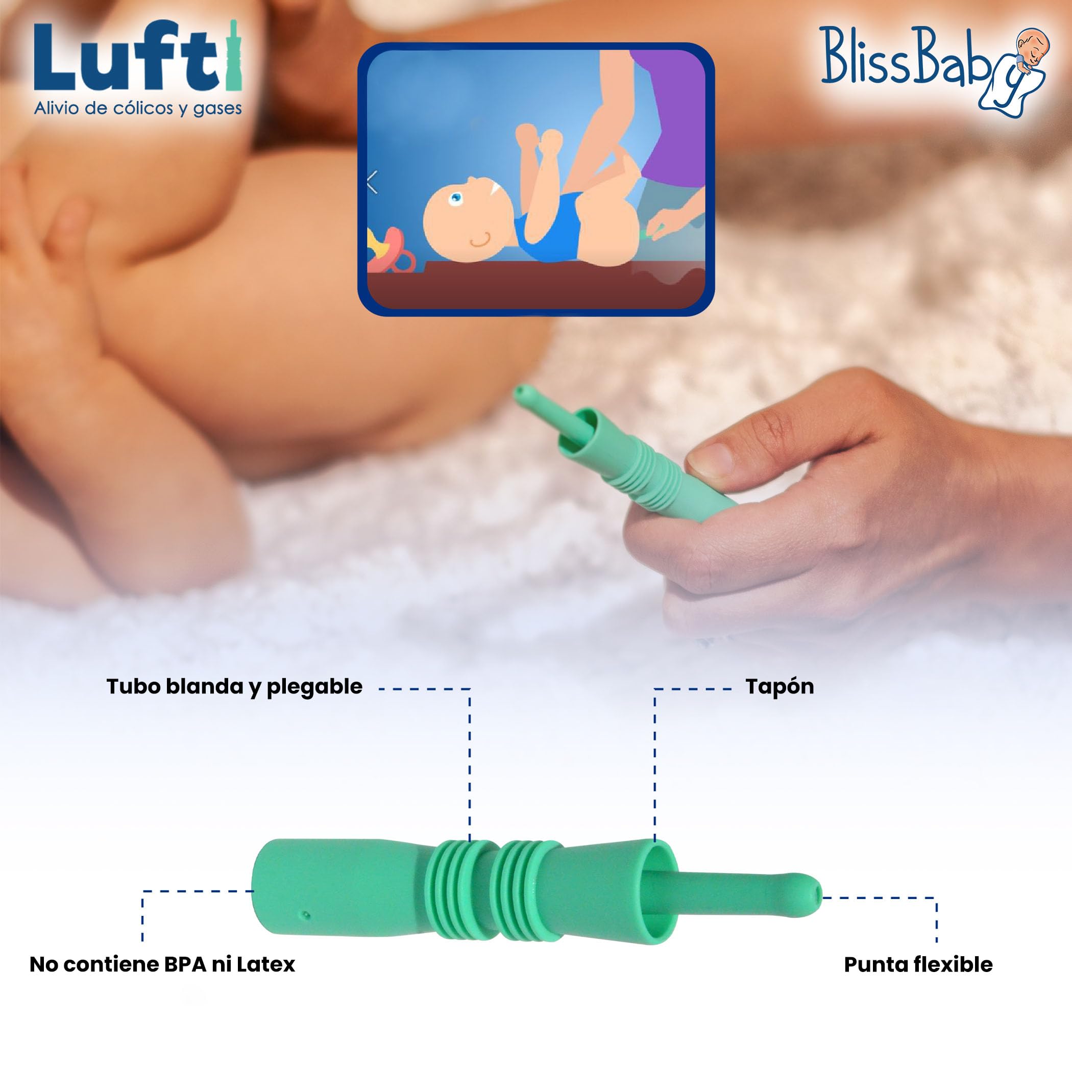 BlissBaby Lufti Alivio instantáneo natural de cólicos, gases y estreñimiento para bebés x 10