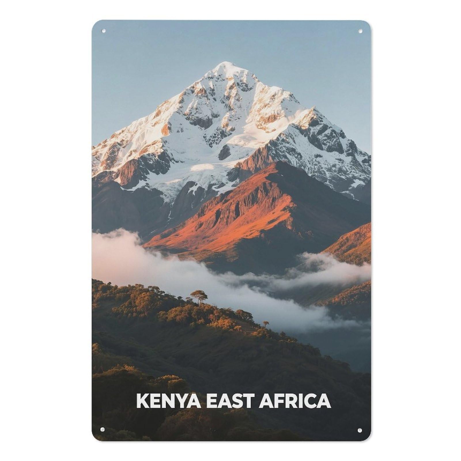 Kenya East Africa Retro Design Tin Paintings Vintage Tin Sign 08x12inch(20x30cm) Wall Art for Home Office Bedroom Living Room Cafes Wall Decor