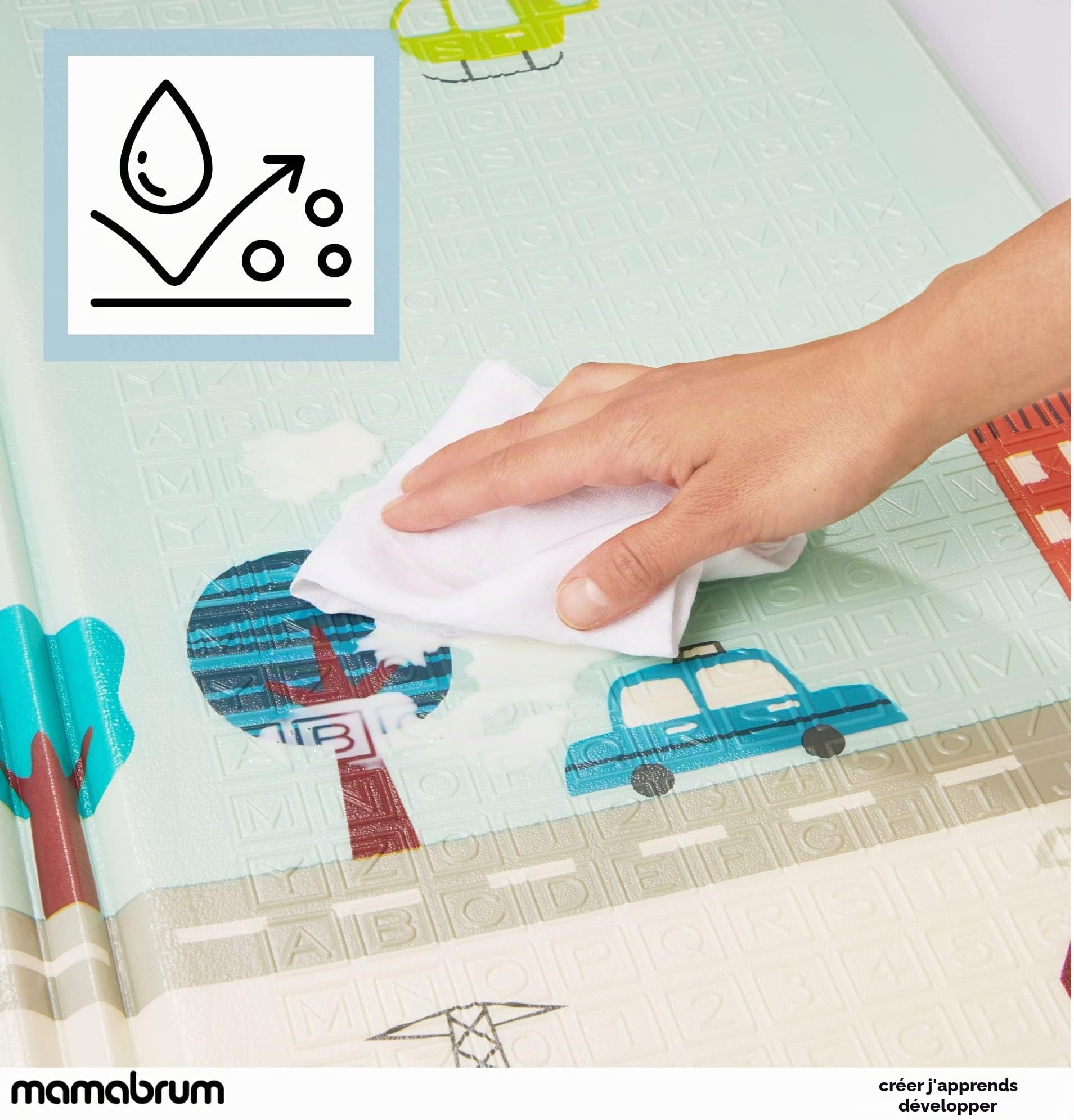 Mamabrum Tapis de jeu pour bébé - 200 x 180 x 1 cm - Pliable - En mousse - Étanche - Portable - Convient pour les enfants - Non toxique - Plus épais - Plus grand