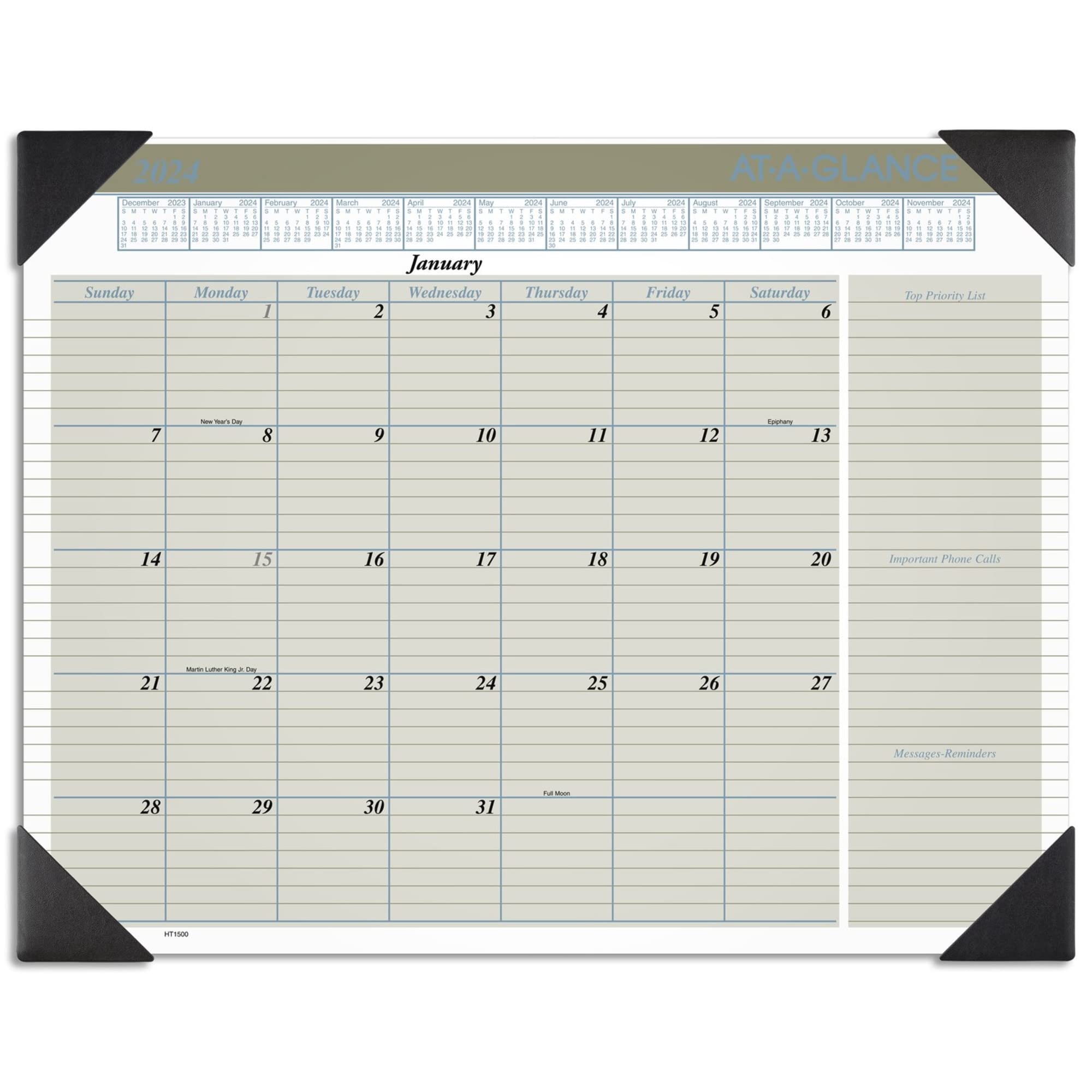 2024 AT-A-GLANCE® Executive Schreibtischunterlage Kalender, 54,5 x 43,2 cm, Januar bis Dezember 2024, HT1500