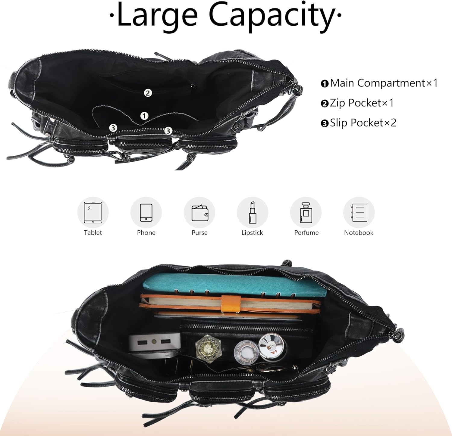 Angel Kiss Hobo Bags Purse for Women Y2K Shoulder Bag Multi Pockets Designer Satchel Studded Handbags with Strap - Image 5