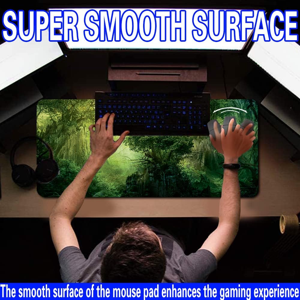 Green-Mana-Forest - Board Game TCG Playmat - 23.6x13.8 inches - Compatible for TCG MTG Playmat Free Bag