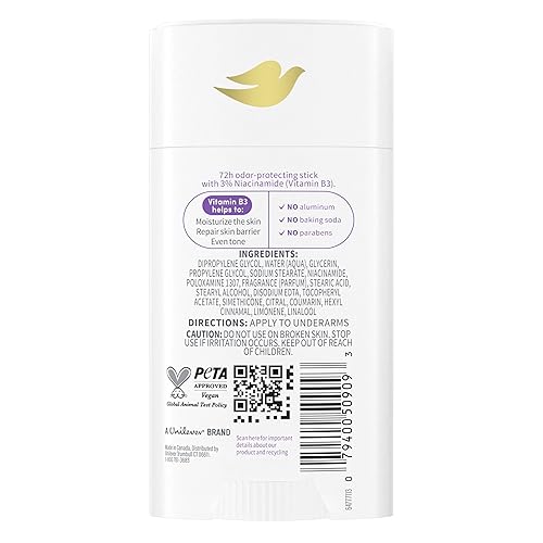 Miniatura 2 de Dove VitaminCare+ Desodorante en barra sin aluminio lavanda y manzanilla para protección de olores 72H, desodorante transpirable para mujeres, 2.6