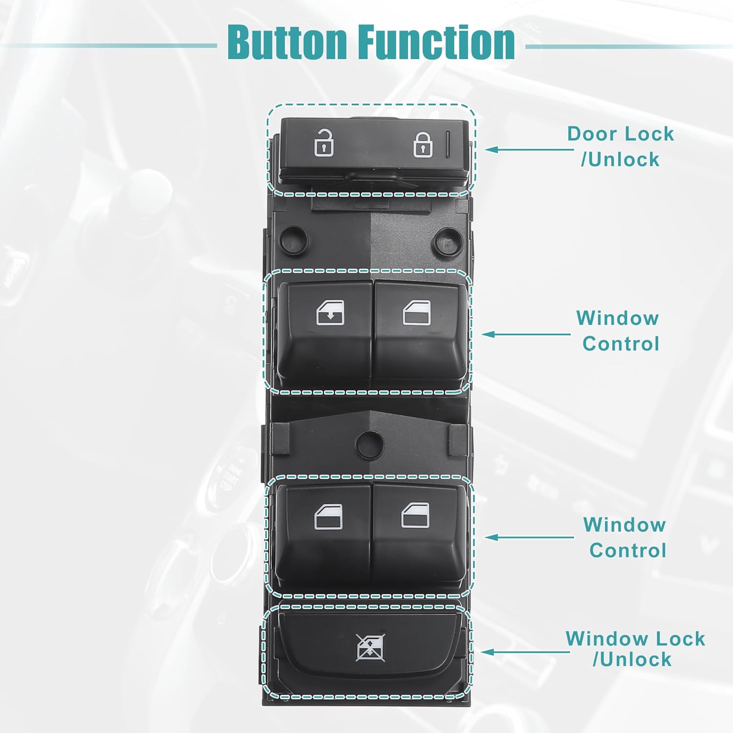 ACROPIX Front Left Driver Side Master Power Window Switch Fit for Kia Forte 2019-2023 No.93571-M6100 - Pack of 1 Black